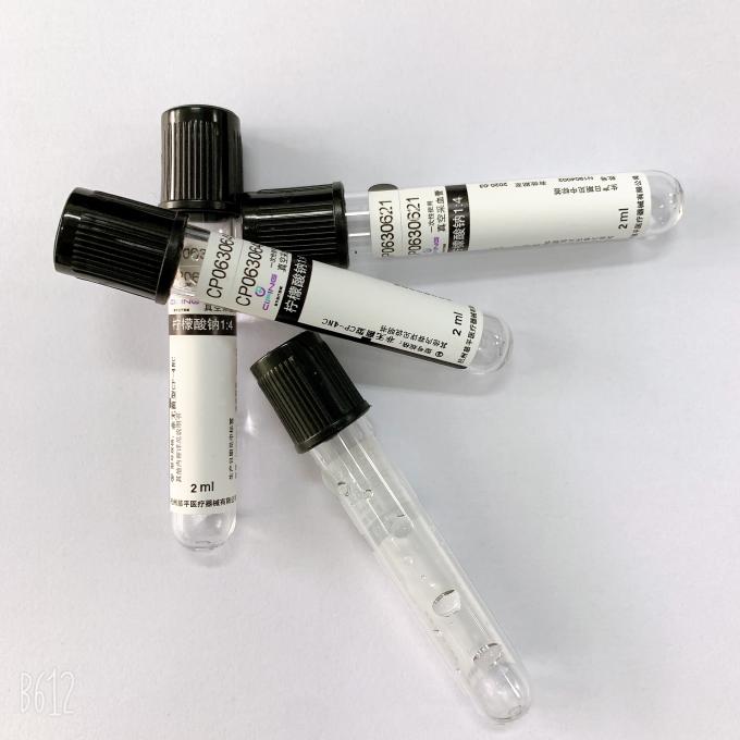 Slender ESR Tube Sodium Citrate 1 4 Black Cap Blood Sample Collection