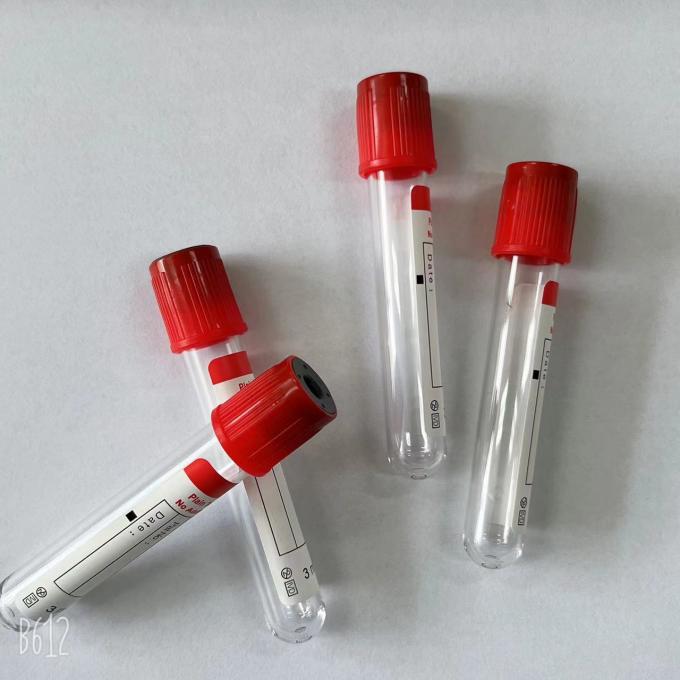 Disposable Pet Red Cap Plain Blood Collection Tube No Additive Medical