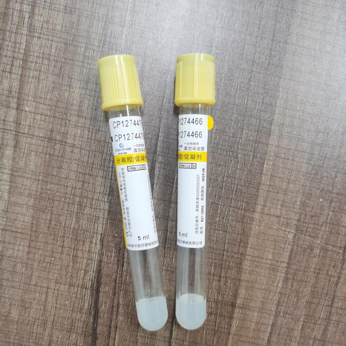 Yellow Cap Heat Resistant Vacuum Blood Sample Tube With Separation Gel 5ml