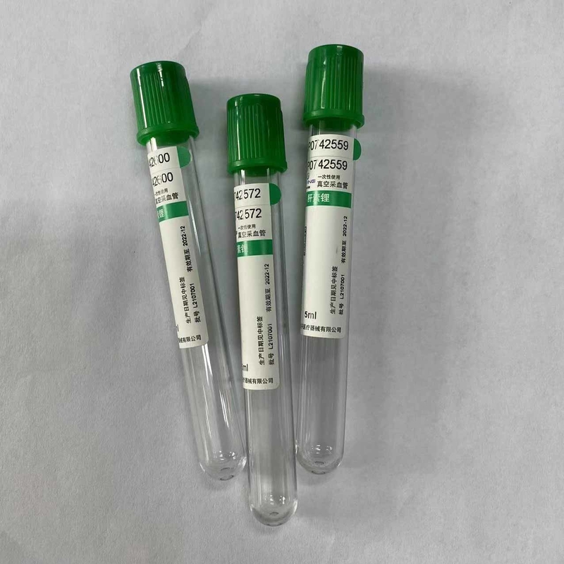 Green Cap 5ml Lithium Heparin Tube For Routine Clinicalbiochemistry Tests