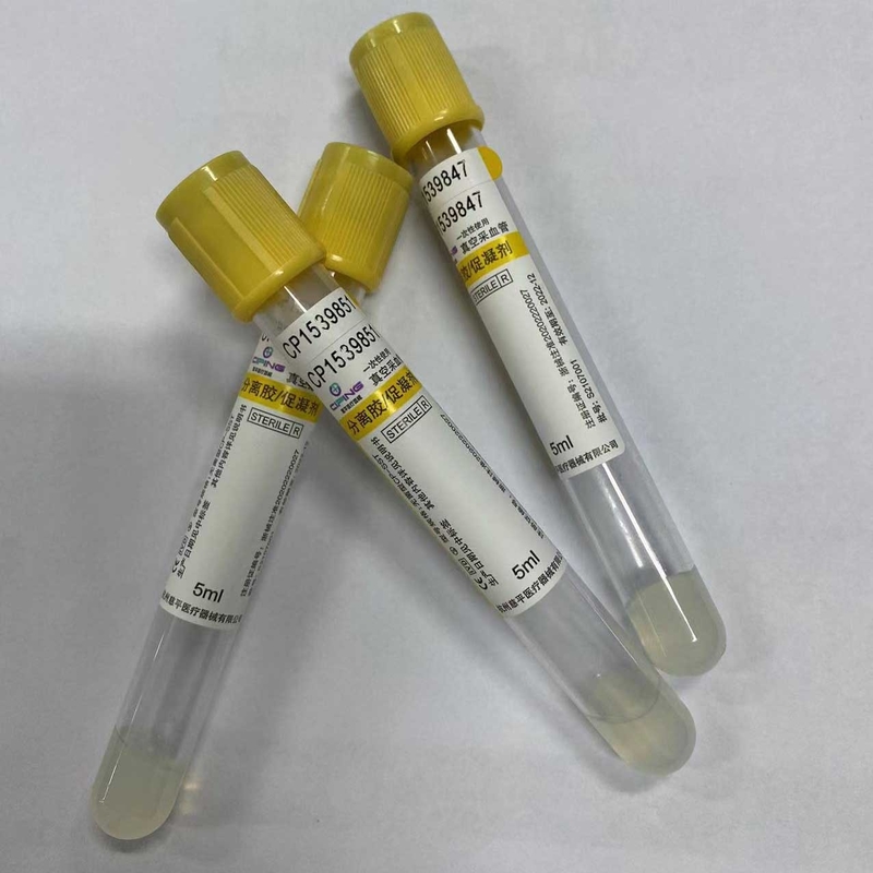1ml - 8ml Tube Gel Clot Activator Tube Yellow Cap Serum Specimen