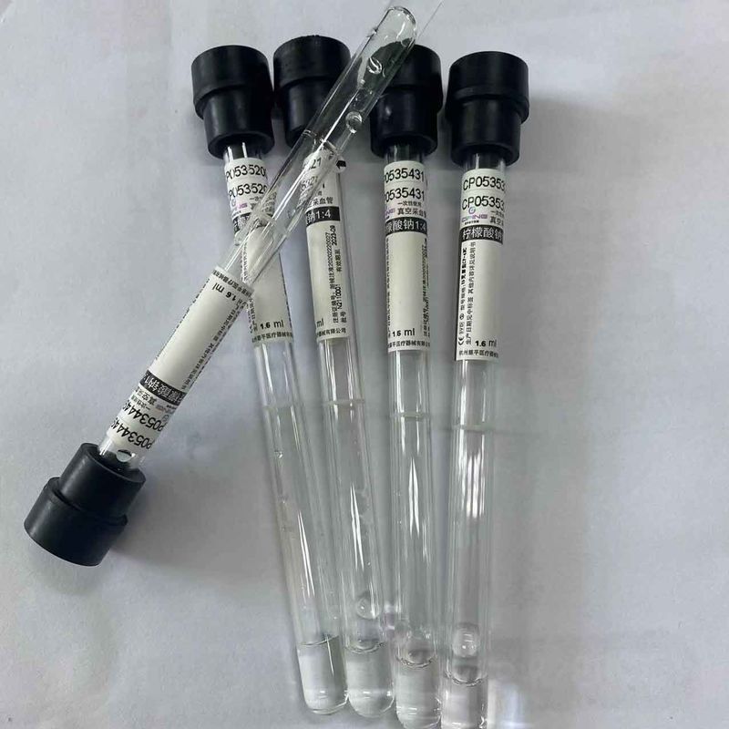 Sodium Citrate 14 ESR Tube Whole Blood Specimen Black Top 1.6ml Vacuum