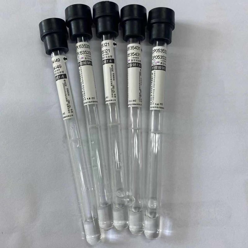 Sodium Citrate 14 ESR Tube Whole Blood Specimen Black Top 1.6ml Vacuum