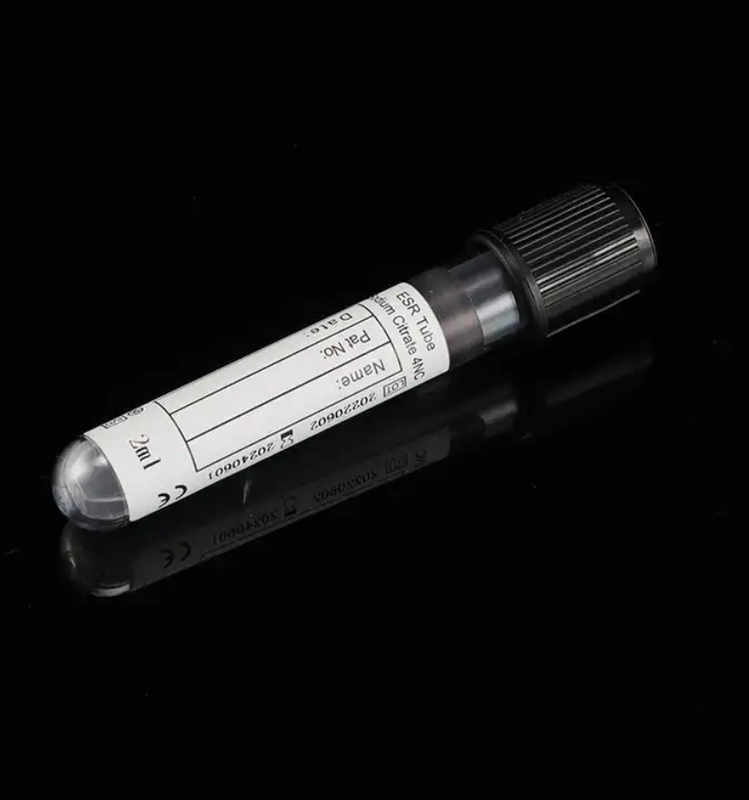 Disposable Black Hat Sodium Citrate Blood Vaccum Black Esr Tests Collection Tube