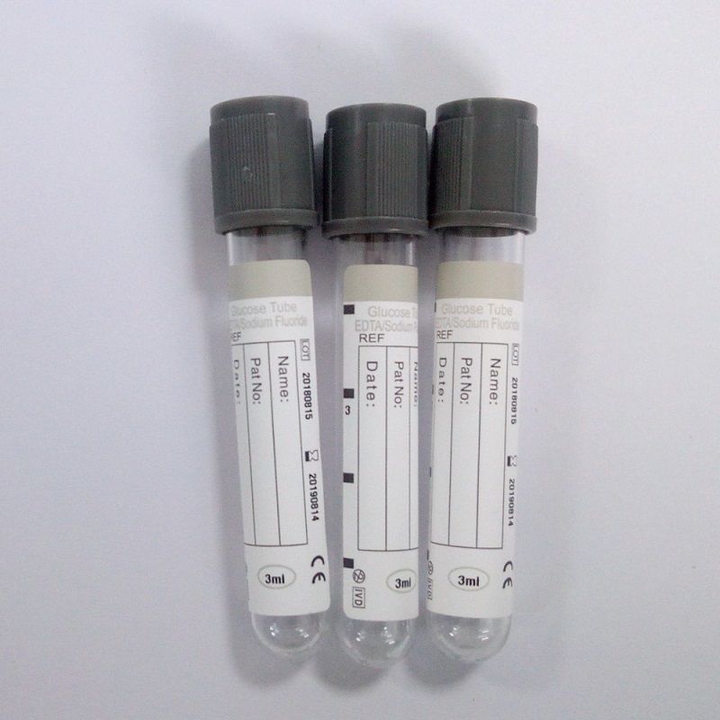 Gray sodium fluoride (EDTA/heparin sodium) 13*75mm2,3,4ml vacuum blood collection tube for the determination of blood glucose value