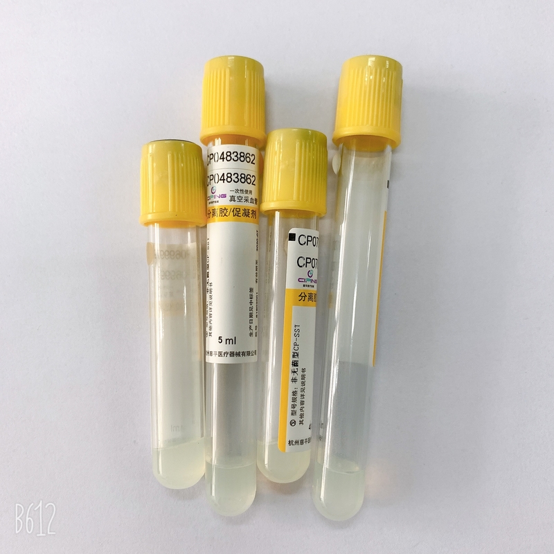 Serum Separating Yellow Cap Vacutainer 5ml  Accurate Vacuum Draw Volume