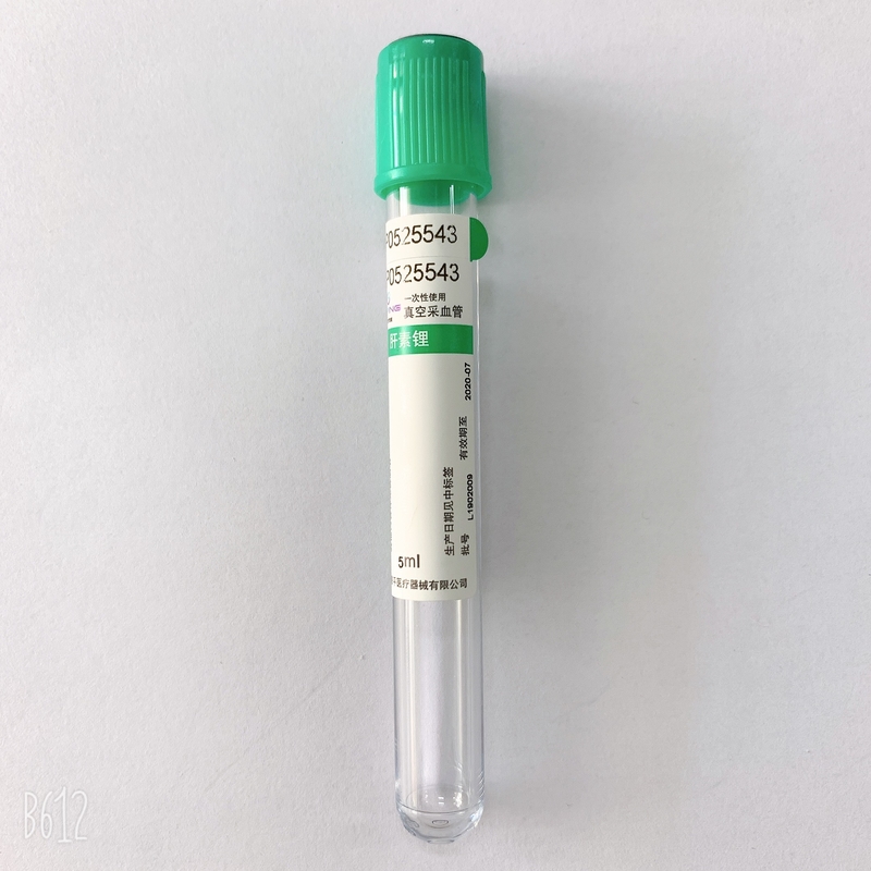 Disposable Glass Green Top Vacutainer  1ml 2ml 3ml 4ml For Biochemistry Tests