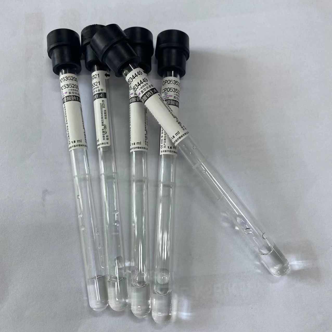 Sodium Citrate 14 ESR Tube Whole Blood Specimen Black Top 1.6ml Vacuum