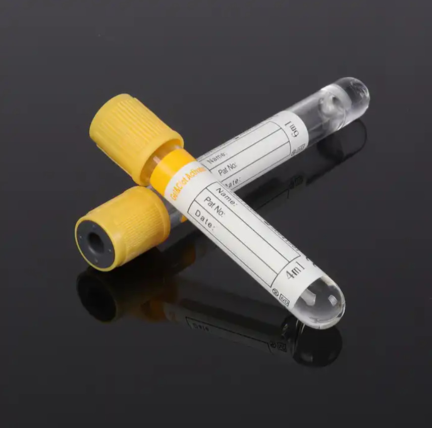 Gel Clot Activator tube yellow top blood tube for blood collection with